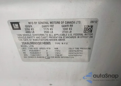 2013 GMC Terrain Sle-1 from USA, damaged, VIN 2GKALMEKXD6145965